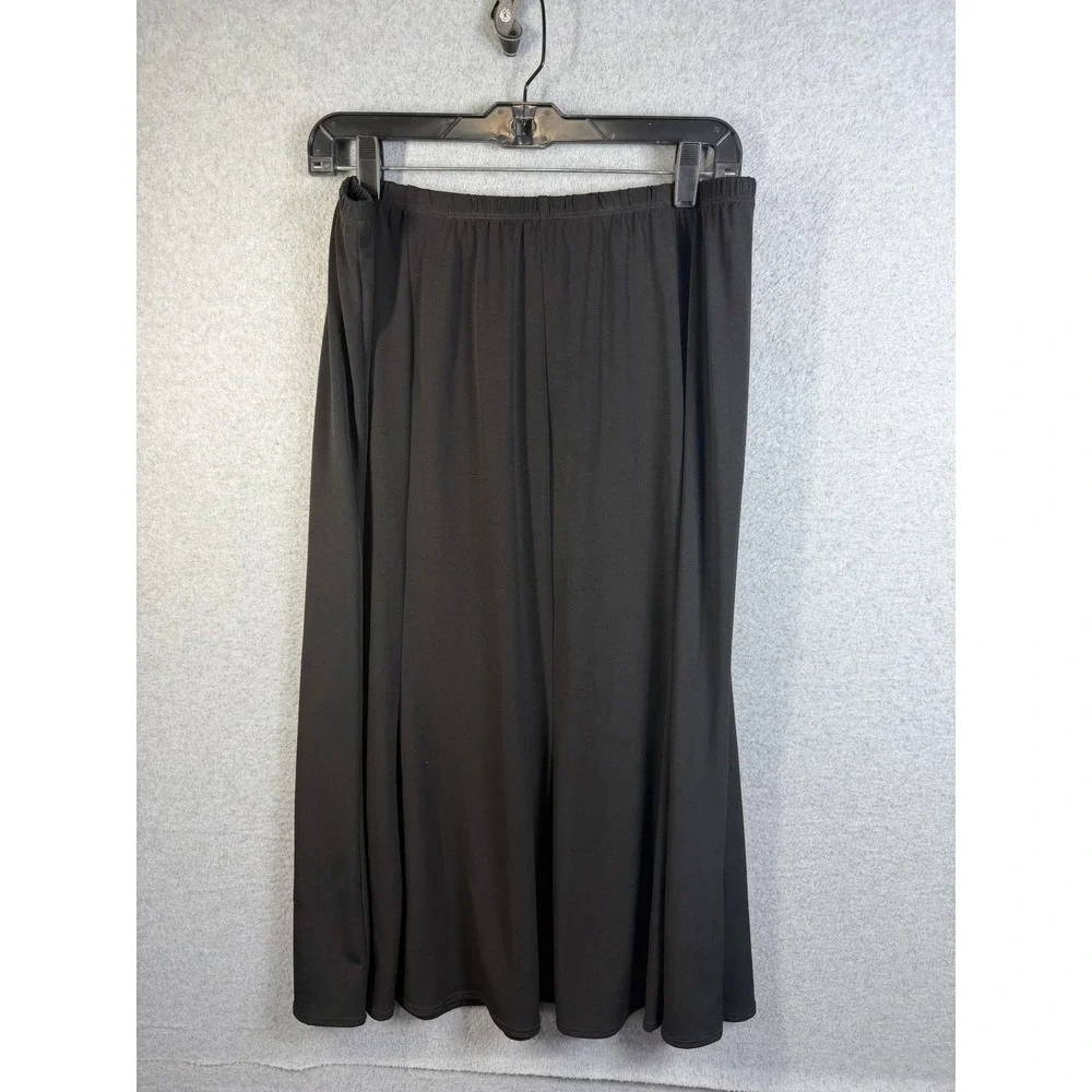 Notations Skirt Womens 1X Black A Line‎ Midi Elastic Waist Stretch Made USA
